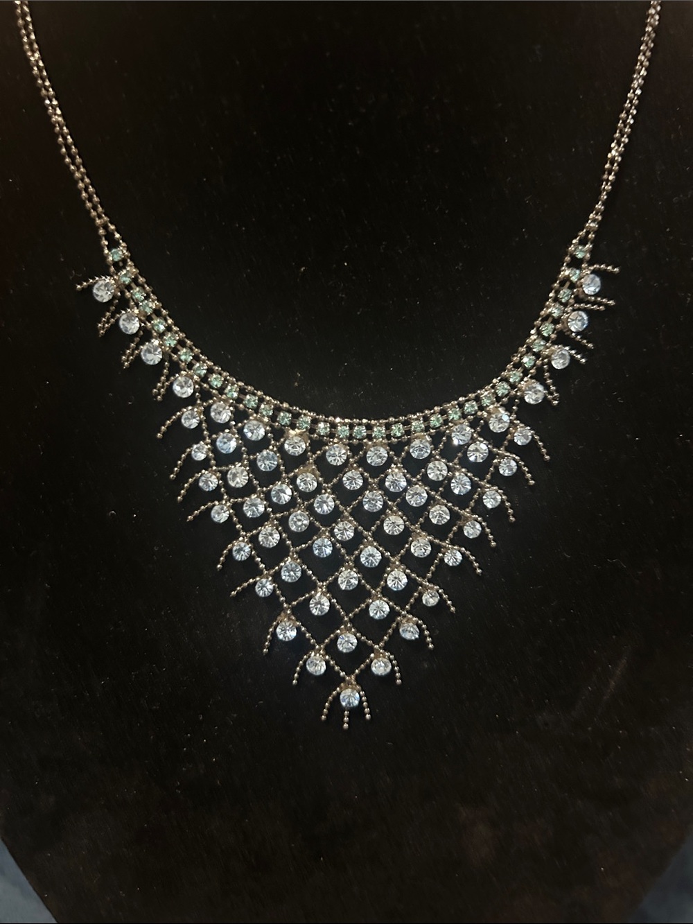 Rhinestone Statement Necklace in light blue Like New